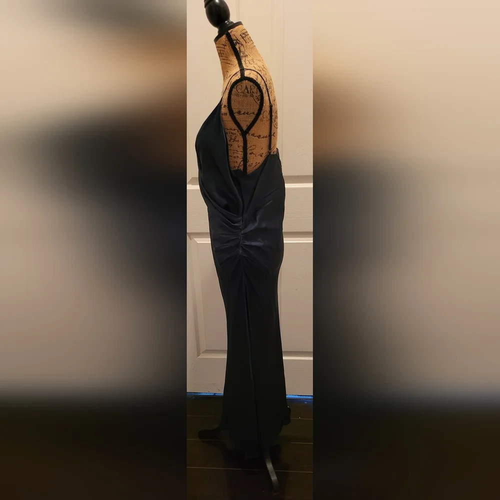 NWT Zara Satin Dress in Deep Green - Picture 6 of 14